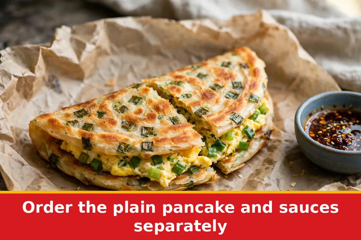 Order the plain pancake and sauces separately