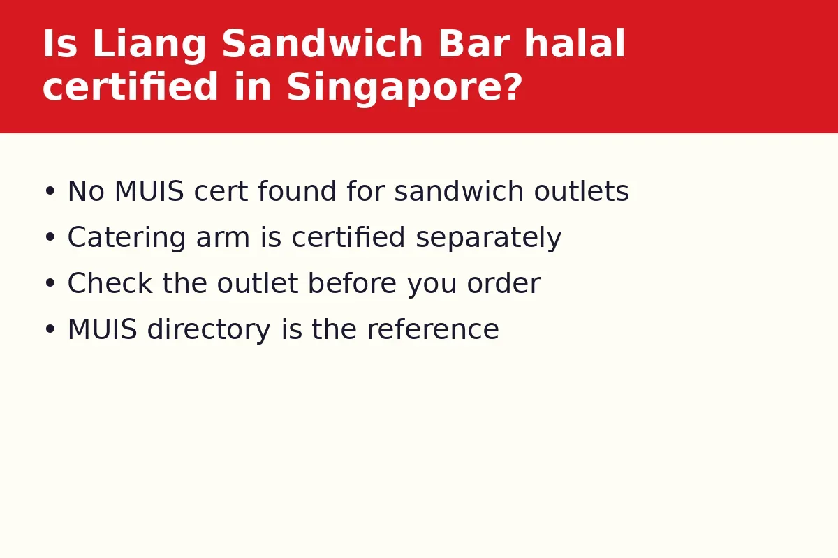 Is Liang Sandwich Bar halal certified in Singapore?