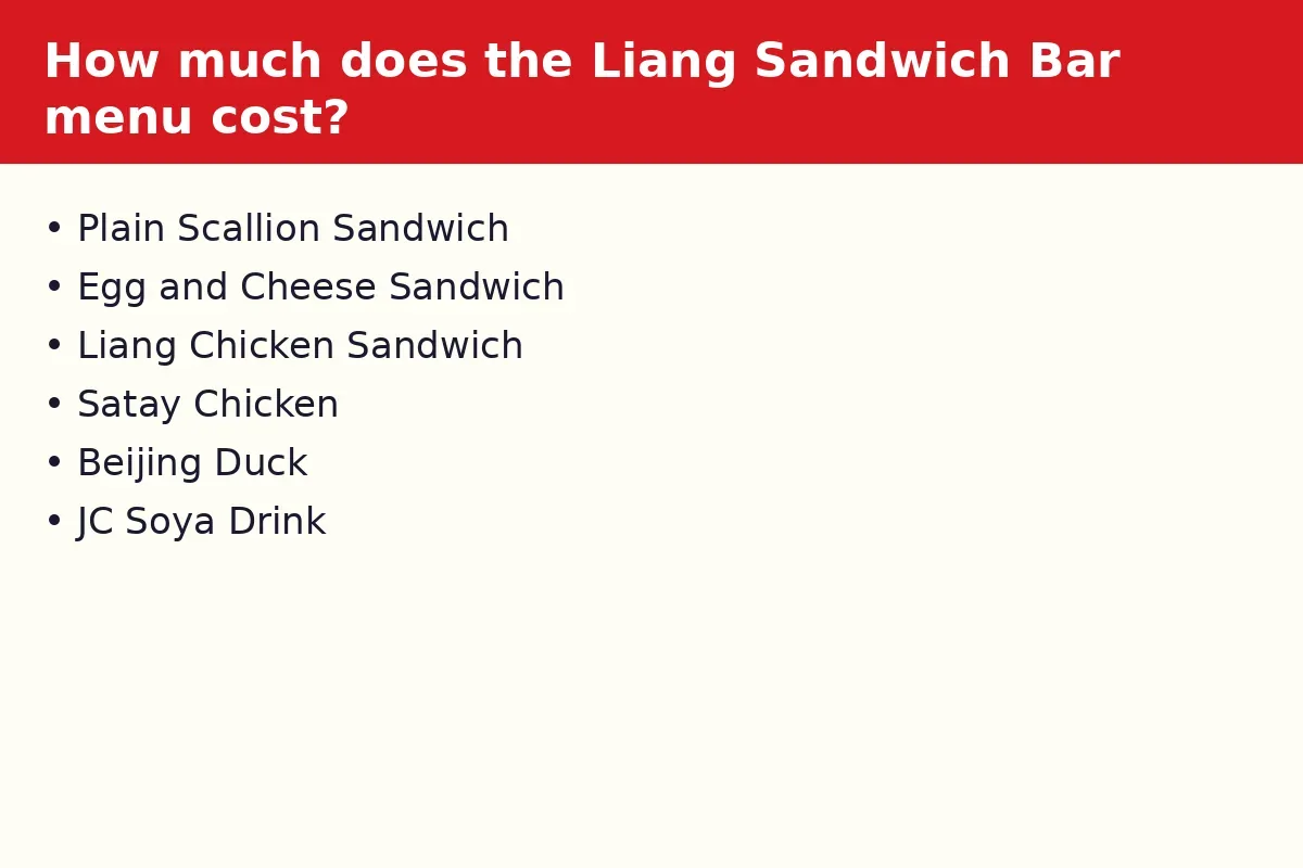 How much does the Liang Sandwich Bar menu cost?