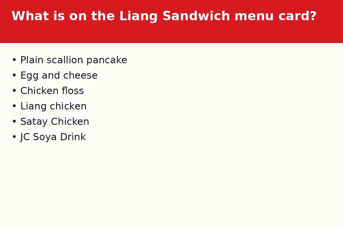 What is on the Liang Sandwich menu card?