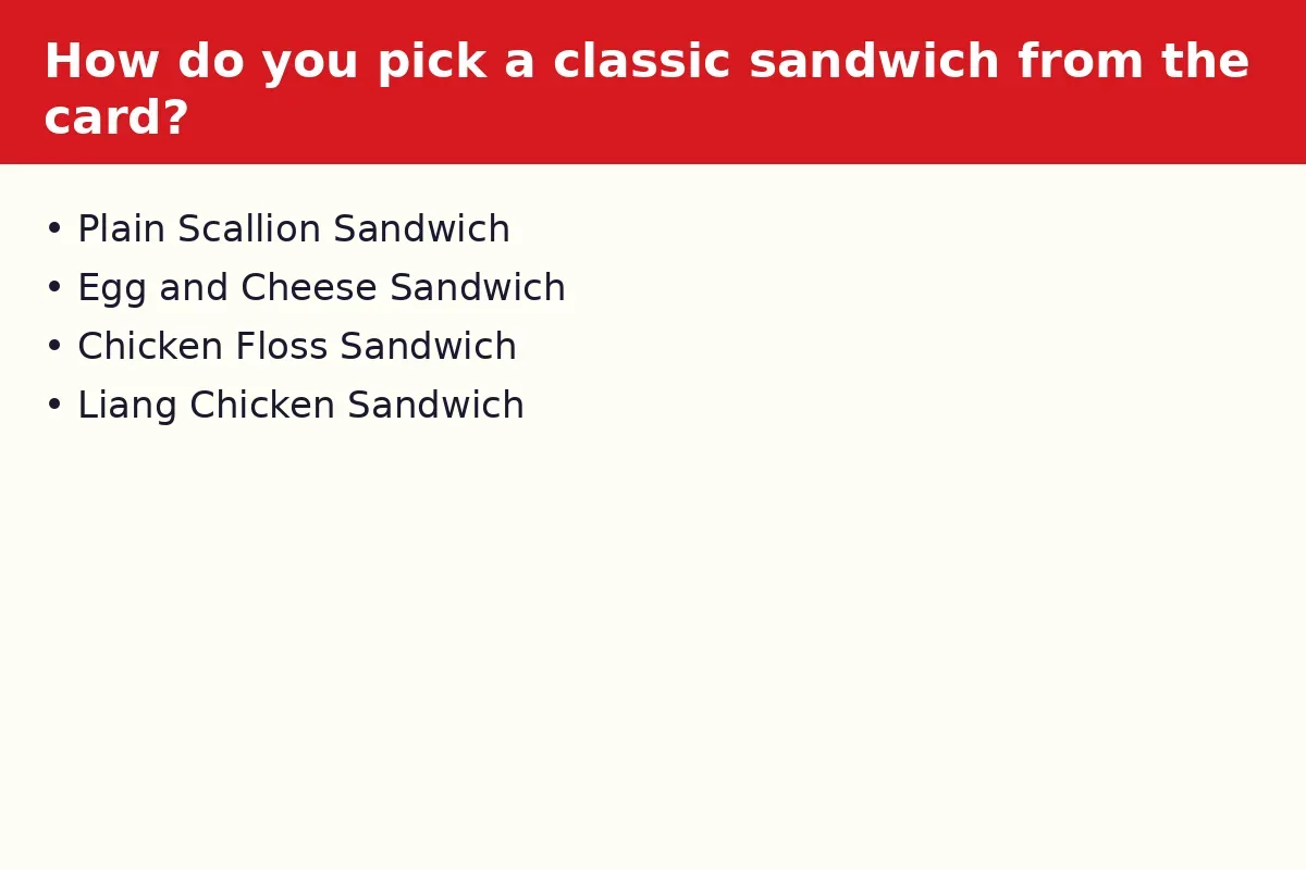 How do you pick a classic sandwich from the card?