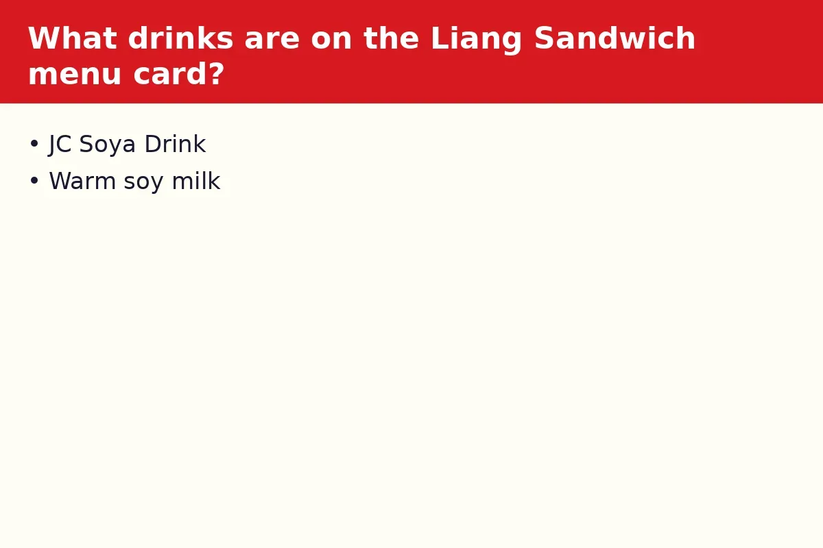 What drinks are on the Liang Sandwich menu card?