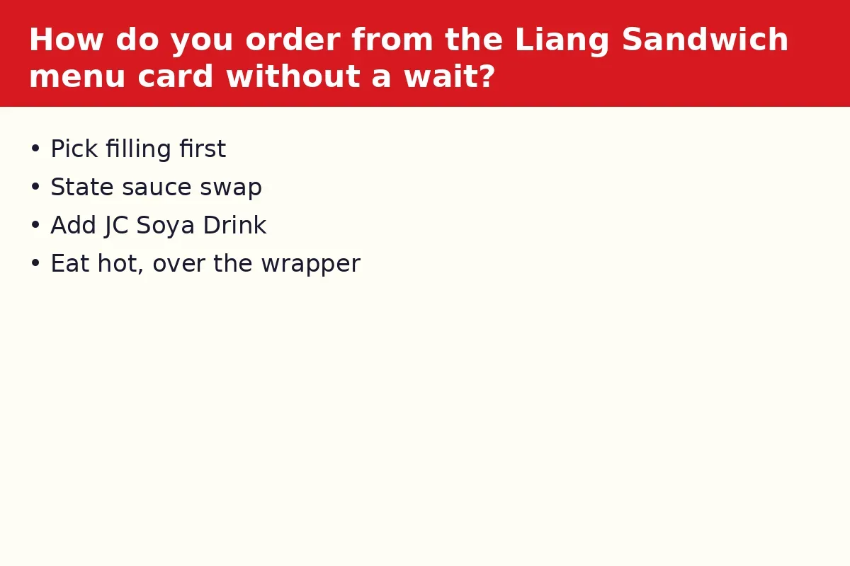 How do you order from the Liang Sandwich menu card without a wait?