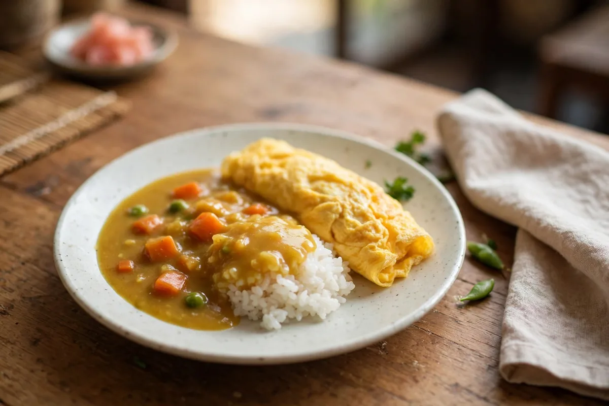Omelette curry plates for smaller appetites