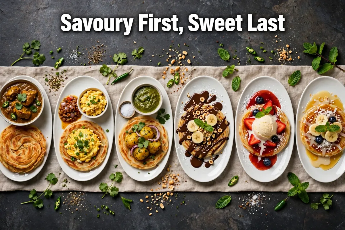 Buffet round strategy: savoury first, sweet last