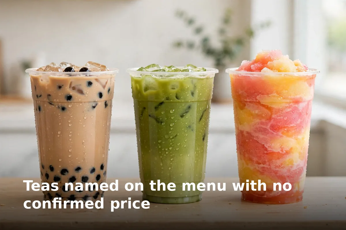 Teas named on the menu with no confirmed price