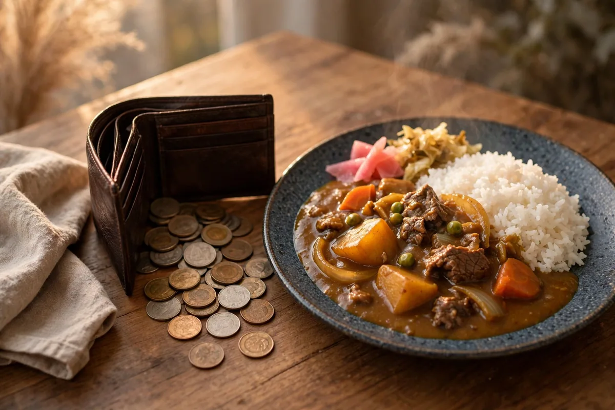 How can you save money at Monster Curry? A monster curry value meals price plate beside a wallet