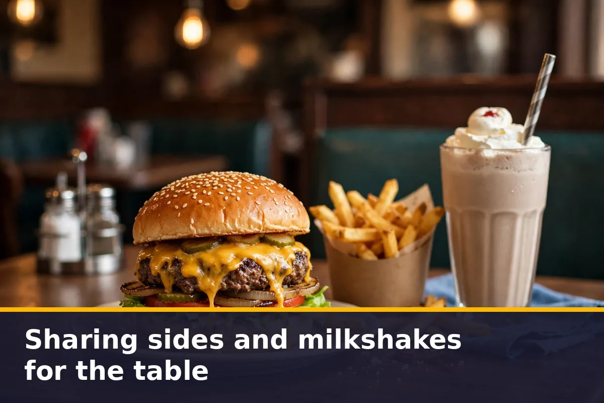 Sharing sides and milkshakes for the table