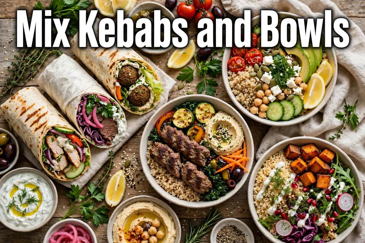Mix kebabs and bowls so everyone finds something